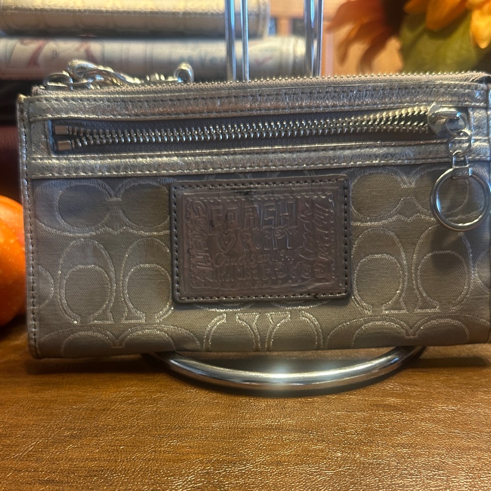 Coach Poppy Signature Wristlet Gray Wallet Vintage Women’s